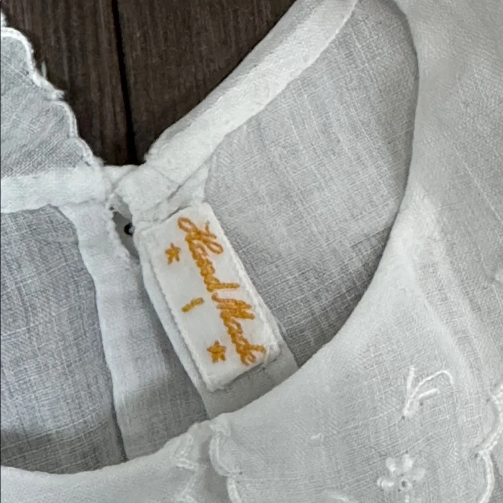 White Embroidered Short Sleeve baby dress‎ handmade